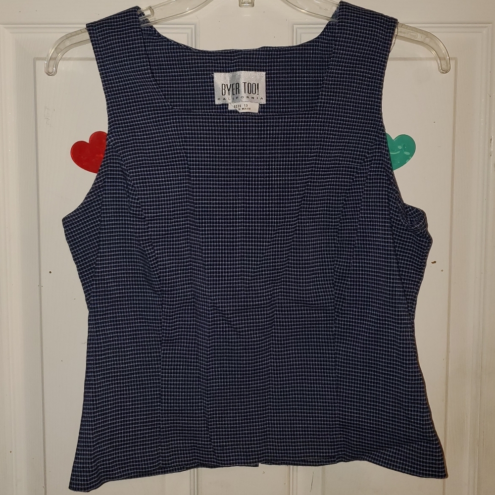 5 for $25 | Vintage Byer Too! California Plaid Sleeveless Square Neck Blouse